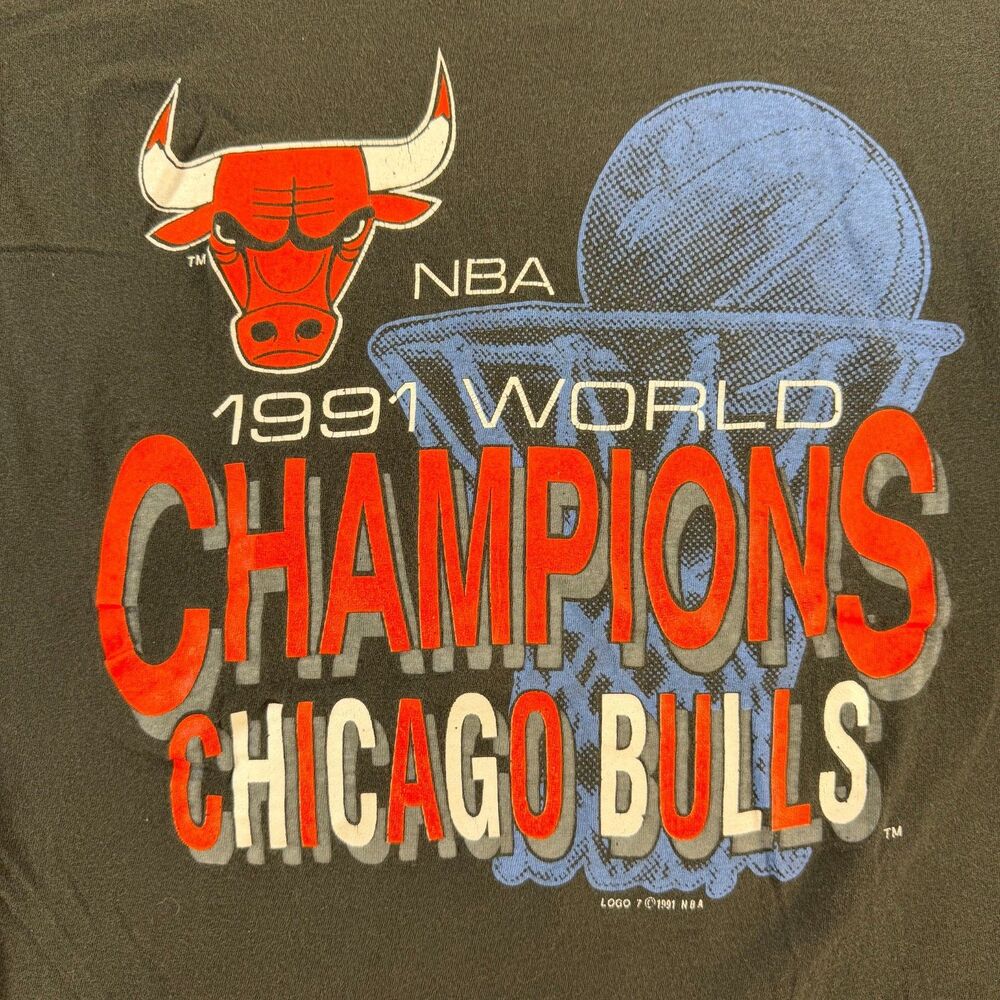 Chicago Bulls Screen Stars T-Shirt Men XL 1991 NBA World Champion Vintage Single - Picture 3 of 12